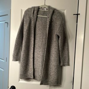 Gray sparkle sequins sweater with hood